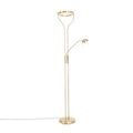 QAZQA, Moderne vloerlamp goud met leesarm incl. LED en dimmer - Divo