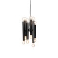 QAZQA, Art deco hanglamp zwart 12-lichts - Facil