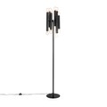 QAZQA, Art deco vloerlamp zwart 12-lichts - Facil