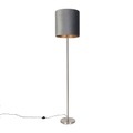 QAZQA, Moderne vloerlamp staal met kap grijs 40 cm - Simplo