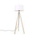 QAZQA, Moderne Stehlampe Holz Stoffschirm beige 45 cm Stativ - Telu