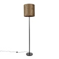 QAZQA, Klassische Stehlampe schwarz Schirm braun 40 cm - Simplo