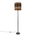 QAZQA, Stehlampe schwarzer Schirm Leopard Design 40 cm - Simplo