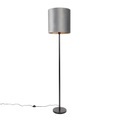 QAZQA, Moderne Stehlampe schwarz Schirm grau 40 cm - Simplo