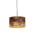 QAZQA, Moderne Hängelampe schwarz mit Schatten Leopard 35 cm - Combi