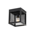 QAZQA, Industriële plafondlamp zwart - Cage Mesh
