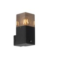QAZQA, Buitenwandlamp zwart met smoke kap licht-donker sensor - Denmark