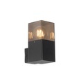 QAZQA, Buitenwandlamp zwart met smoke kap IP44 - Denmark