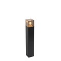 QAZQA, Staande buitenlamp zwart met smoke kap 50 cm IP44 - Denmark