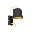 QAZQA, Moderne wandlamp zwart en goud met leeslamp - Renier