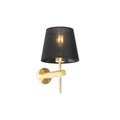 QAZQA, Moderne wandlamp zwart met staal - Pluk