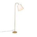 QAZQA, Klassieke vloerlamp messing met witte lampenkap - Nona