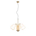 QAZQA, Klassieke hanglamp messing met witte lampenkap 5-lichts - Nona