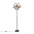 QAZQA, Design vloerlamp zwart met smoke glas 8-lichts - Explode