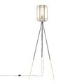 QAZQA, Design vloerlamp tripod zwart met goud - Gaze