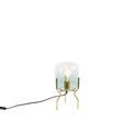 QAZQA, Design tafellamp goud met groen glas - Bliss
