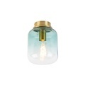 QAZQA, Design plafondlamp goud met groen glas - Bliss