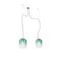 QAZQA, Design hanglamp goud met groen glas 2-lichts - Bliss