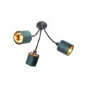 QAZQA, Moderne plafondlamp zwart met kap groen 3-lichts - Merwe