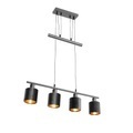 QAZQA, Moderne hanglamp zwart met kap groen 4-lichts - Merwe