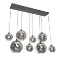 QAZQA, Art deco hanglamp zwart met smoke glas 8-lichts - Sandra