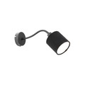 QAZQA, Wandlamp zwart met kap zwart schakelaar en flex arm - Merwe