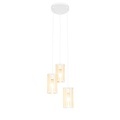 QAZQA, Oosterse hanglamp wit met rotan 3-lichts rond - Akira