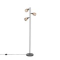 QAZQA, Design vloerlamp zwart met goud 3-lichts - Noud