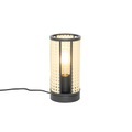 QAZQA, Oosterse tafellamp zwart met rotan 12 cm - Akira