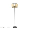 QAZQA, Oosterse vloerlamp zwart met rotan 40 cm - Akira
