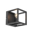 QAZQA, Industriële wandlamp zwart - Cage