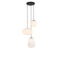 QAZQA, Design Hängelampe schwarz 3-flammig mit Opalglas - Hero