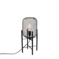 QAZQA, Moderne schwarze Tischlampe - Bliss Mesh