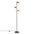 QAZQA, Stehleuchte schwarz mit Kupfer 3-Licht - Mesh