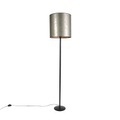 QAZQA, Schwarze Stehlampe mit altem Taupeschirm 40 cm - Simplo