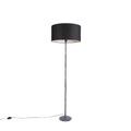 QAZQA, Stehlampe grau mit schwarzem Schirm 50 cm - Simplo
