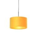 QAZQA, Hängelampe mit Veloursschirm ocker mit Gold 35 cm - Combi