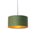 QAZQA, Hängelampe mit Veloursschirm grün mit Gold 50 cm - Combi