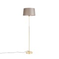 QAZQA, Bronze Stehleuchte mit Leinenschirm taupe verstellbar 45 cm - Parte