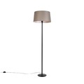 QAZQA, Schwarze Stehlampe mit Leinenschirm taupe 45 cm - Simplo