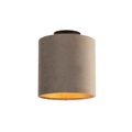 QAZQA, Deckenleuchte mit Schirm taupe/gold 20 cm - Combi schwarz