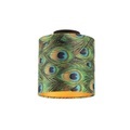 QAZQA, Deckenleuchte mit Veloursschirm Pfau mit Gold 20 cm - Combi schwarz