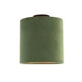 QAZQA, Deckenleuchte mit Samtschirm grün/gold 25 cm - Combi schwarz