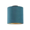 QAZQA, Deckenleuchte mit Samtschirm blau/gold 25 cm - Combi schwarz