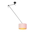 QAZQA, Hängelampe mit Veloursschirm altrosa mit Gold 35 cm - Blitz I schwarz