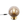 QAZQA, Art Deco Tischlampe Messing mit Rauchglas - Pallon