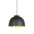 QAZQA, Hängelampe schwarz mit Messing Innenseite 40 cm - Hoodi