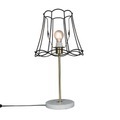 QAZQA, Retro Tischlampe Messing mit Granny-Lampenschirm schwarz 30 cm - Kaso