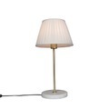 QAZQA, Retro Tischlampe Messing mit Plissee Schirm Creme 25 cm - Kaso