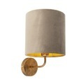 QAZQA, Vintage Wandlampe Gold mit taupefarbenem Veloursschirm - Matt